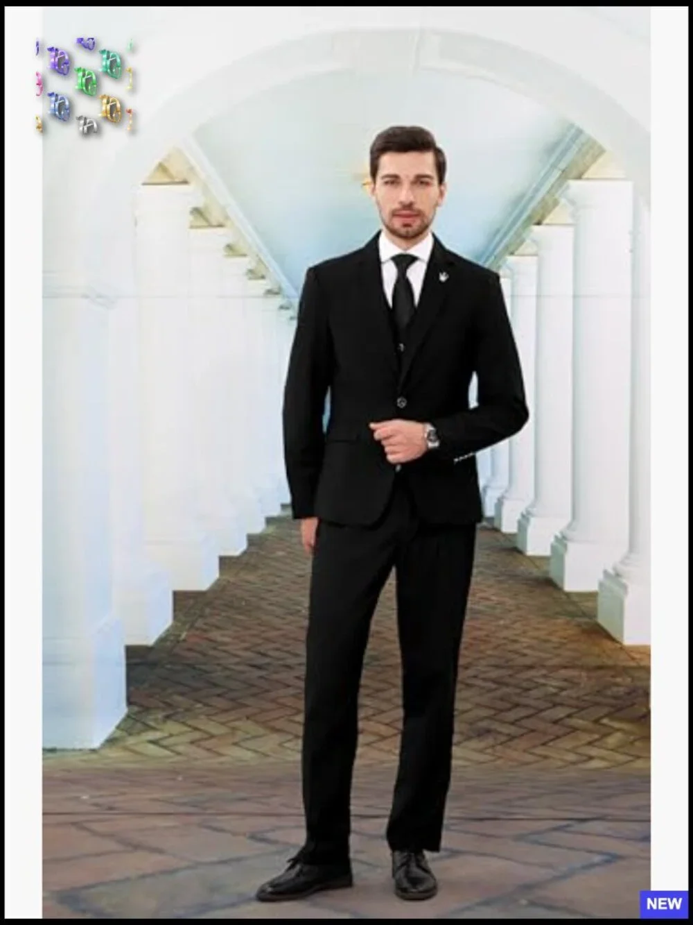 Slim Fit Tuxedo Suit Three Piece Set Modern Fitted Wedding Party Blazer